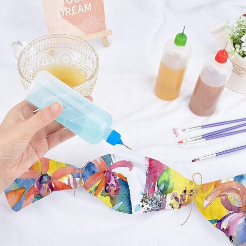 BENECREAT 12 Pack 4 Ounce Multi Purpose DIY Precision Tip Applicator Bottles Set with Plastic Droppers and Funnels - Halloween Liquid, Tie Dye Crafts, DIY Quilling, Glue Applicator, Oiler Bottle in Saudi Arabia