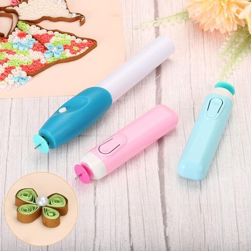 PATIKIL Electric Quilling Pens 4", 2 Pack Slotted Tool Automated Paper Strips Volume Curling Rolling for DIY Art Crafts (Blue, Pink) in Saudi Arabia