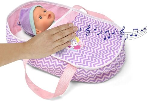 12 Inch Interactive Talking Baby Doll with Bassinet Carrier Bed and Accessories, Baby Doll That Cries Laughs Talks with Pacifier Magic Disappearing Bottle and Take Along Bed with Blanket and Pillow in Saudi Arabia