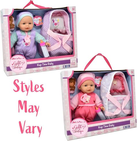 12 Inch Interactive Talking Baby Doll with Bassinet Carrier Bed and Accessories, Baby Doll That Cries Laughs Talks with Pacifier Magic Disappearing Bottle and Take Along Bed with Blanket and Pillow in Saudi Arabia