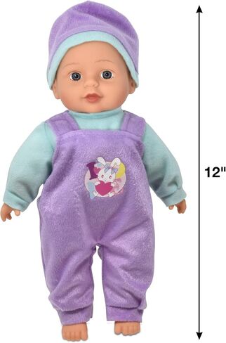 12 Inch Interactive Talking Baby Doll with Bassinet Carrier Bed and Accessories, Baby Doll That Cries Laughs Talks with Pacifier Magic Disappearing Bottle and Take Along Bed with Blanket and Pillow in Saudi Arabia