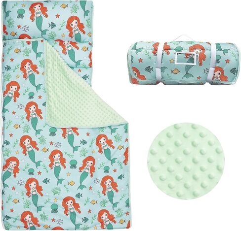 Kids Sleeping Bag Nap Mat with Removable Pillow and Blanket,Extra Thick Large 2 in 1 Slumber Bags for Boys Girls,Toddler Nap Mat for Preschool Daycare Travel Camping in Saudi Arabia