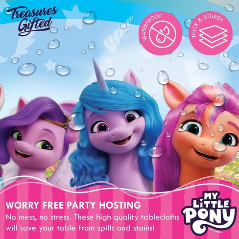 Treasures Gifted Officially Licensed My Little Pony Birthday Party Supplies - Pack of 1 - My Little Pony Tablecloth, 54in x 108in - My Little Pony Party Decorations - My Little Pony Table Cloth in Saudi Arabia