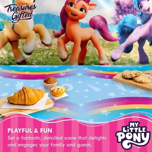 Treasures Gifted Officially Licensed My Little Pony Birthday Party Supplies - Pack of 1 - My Little Pony Tablecloth, 54in x 108in - My Little Pony Party Decorations - My Little Pony Table Cloth in Saudi Arabia