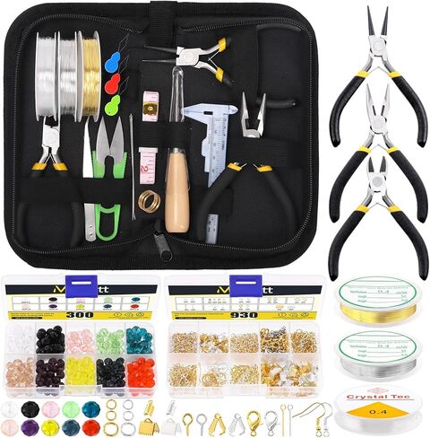 Mardatt 950Pcs Jewelry Making Supplies Kit Includes Jewelry Pliers, Jewelry Wires, Jump Ring Opener, Tweezers, Awl and Jewelry Finding Accessories for Jewelry Making and Repair in Kuwait