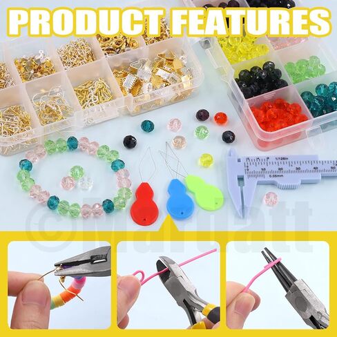 Mardatt 950Pcs Jewelry Making Supplies Kit Includes Jewelry Pliers, Jewelry Wires, Jump Ring Opener, Tweezers, Awl and Jewelry Finding Accessories for Jewelry Making and Repair in Kuwait