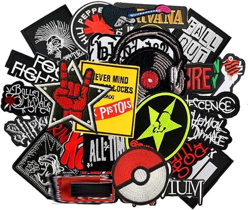 رقعة معنويات HARINI، 25 قطعة/الوحدة موسيقى الروك باند المطرزة للملابس وحقائب الظهر وقبعة متنوعة نمط الشرير الجمجمة الحديد على الرقع ملصقات شارة مطرزة خطوط مزخرفة (أ) in Kuwait