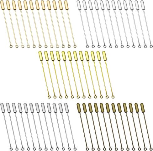 60pcs Brooch Pin Stick for Jewelry Making,Metal Stick Pin Brooch Safety Pins Needle Eye Pin with Stopper Ends for DIY Costume,Suit Tie Hat pin,Jewelry Making Accessories(Antique Bronze) in Saudi Arabia