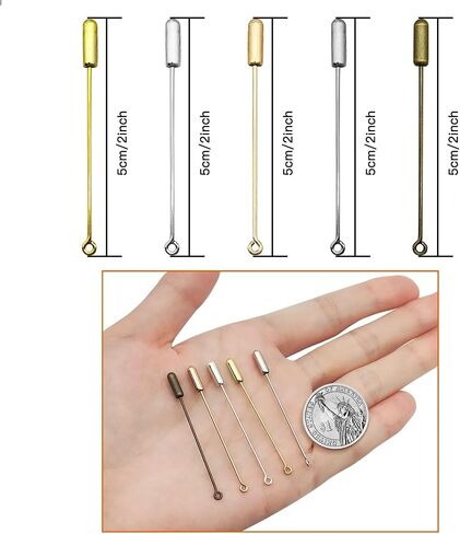 60pcs Brooch Pin Stick for Jewelry Making,Metal Stick Pin Brooch Safety Pins Needle Eye Pin with Stopper Ends for DIY Costume,Suit Tie Hat pin,Jewelry Making Accessories(Antique Bronze) in Saudi Arabia