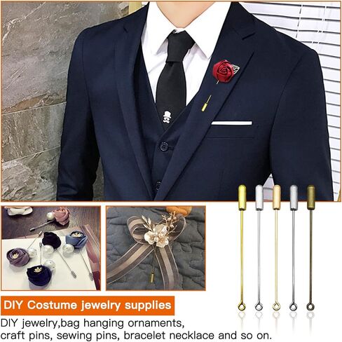 60pcs Brooch Pin Stick for Jewelry Making,Metal Stick Pin Brooch Safety Pins Needle Eye Pin with Stopper Ends for DIY Costume,Suit Tie Hat pin,Jewelry Making Accessories(Antique Bronze) in Saudi Arabia