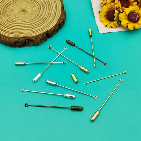 60pcs Brooch Pin Stick for Jewelry Making,Metal Stick Pin Brooch Safety Pins Needle Eye Pin with Stopper Ends for DIY Costume,Suit Tie Hat pin,Jewelry Making Accessories(Antique Bronze) in Saudi Arabia