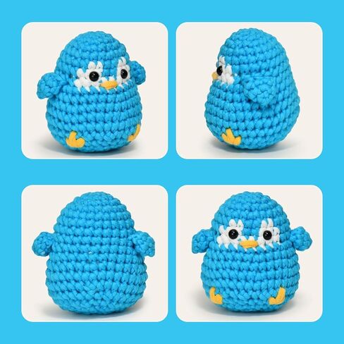 Beginners Crochet Kit, Crochet Animal Kit, All in One Crochet Knitting Kit, Crochet Kit for Beginners with Step-by-Step Video Tutorials - The Penguin&Dinosaur in Kuwait