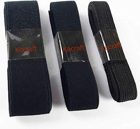 Black Flat Elastic Band/Elastic Cord for Hair Wig Sewing Clothing Accessories Garment Trousers Costumes Craft DIY,Black 1 inch Elastic - Mixed Size 3 Yards 1/2" 3/4" 1 in Kuwait