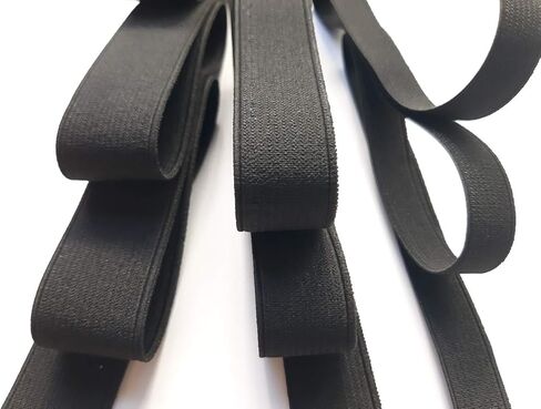 Black Flat Elastic Band/Elastic Cord for Hair Wig Sewing Clothing Accessories Garment Trousers Costumes Craft DIY,Black 1 inch Elastic - Mixed Size 3 Yards 1/2" 3/4" 1 in Kuwait