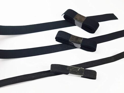 Black Flat Elastic Band/Elastic Cord for Hair Wig Sewing Clothing Accessories Garment Trousers Costumes Craft DIY,Black 1 inch Elastic - Mixed Size 3 Yards 1/2" 3/4" 1 in Kuwait