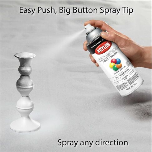 طلاء بخاخ وبرايمر COLORmaxx K05545007 من كريلون للاستخدام الداخلي والخارجي، أبيض لامع 12 أونصة (عبوة من قطعة واحدة) in Kuwait