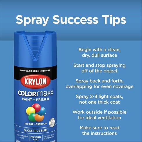 طلاء بخاخ وبرايمر COLORmaxx K05545007 من كريلون للاستخدام الداخلي والخارجي، أبيض لامع 12 أونصة (عبوة من قطعة واحدة) in Kuwait