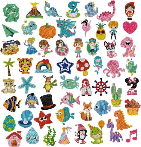 sinceroduct 84Pcs Diamond Painting Stickers Kits for Kids, Mosaic Sticker Art Kits, DIY 5D Gem Sticker Gem Art and Craft Kits for Girls Boys Kids and Adult Beginner in Kuwait