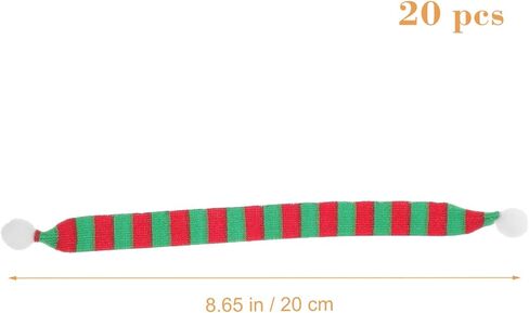 وشاح دمية صغير لزجاجة النبيذ، وشاح عنق مصغر للكريسماس، غطاء زجاجة نبيذ للكريسماس، 20 قطعة للحرف اليدوية واكسسوارات الشعر وصنع المجوهرات، احمر واخضر in Kuwait