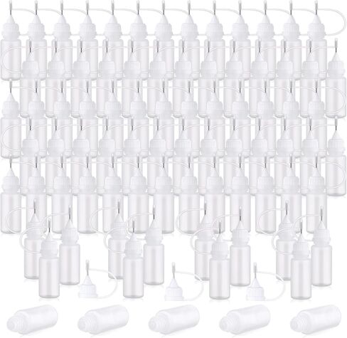 Zhehao 100 Pcs 10 ML Narrow Tip Applicator Bottle Mini Needle Tip Glue Bottle Applicator Precision Translucent Glue Bottles Fine Needle Tip Squeeze Bottle for Alcohol Ink DIY Quilling Acrylic Painting in Saudi Arabia