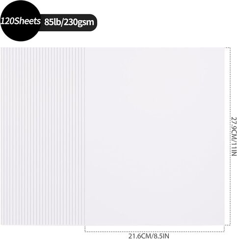 120 Sheets White Cardstock - 8.5" x 11" Letter Size Cover Card Stock 230gsm/85lb Heavyweight Paper Thick Paper for Scrapbooking, Crafts, Business Cards, Invitations PAP03WH in Saudi Arabia