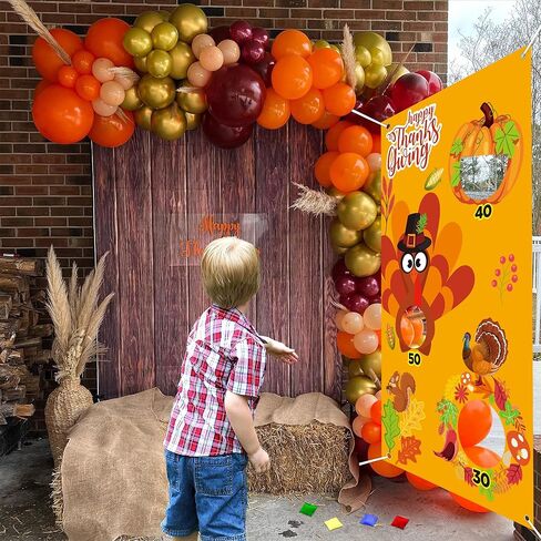 ألعاب رمي كيس فول عيد الشكر، مستلزمات ألعاب عيد الشكر مع 4 أكياس فول مجموعة من أجل لافتة لعبة الرمي المعلقة لتركيا للأطفال والكبار وديكورات الخريف in Kuwait