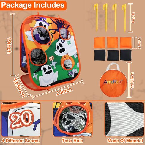 العاب حفلات الهالوين للاطفال والكبار والهالوين، لعبة رمي بين باج، لوح مزدوج الجوانب بـ 4 فتحات نقاط وديكورات الهالوين وهدايا الحفلات والفناء الخارجي والداخلي، لعبة مخيفة (6 بين باغز) in Kuwait