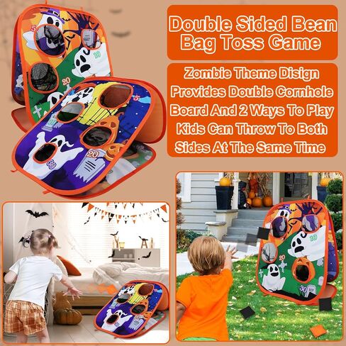 العاب حفلات الهالوين للاطفال والكبار والهالوين، لعبة رمي بين باج، لوح مزدوج الجوانب بـ 4 فتحات نقاط وديكورات الهالوين وهدايا الحفلات والفناء الخارجي والداخلي، لعبة مخيفة (6 بين باغز) in Kuwait