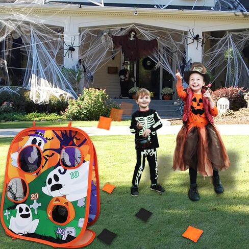 العاب حفلات الهالوين للاطفال والكبار والهالوين، لعبة رمي بين باج، لوح مزدوج الجوانب بـ 4 فتحات نقاط وديكورات الهالوين وهدايا الحفلات والفناء الخارجي والداخلي، لعبة مخيفة (6 بين باغز) in Kuwait