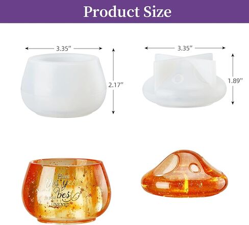 مجموعة قوالب راتنج سيليكون بتصميم فطر مع غطاء، قوالب راتنج ايبوكسي من السيليكون لزجاجة التخزين التي تصنعها بنفسك، حاوية الحلوى، حاوية مجوهرات، قوالب برطمان لراتنج الايبوكسي مع غطاء من قطعتين in Kuwait