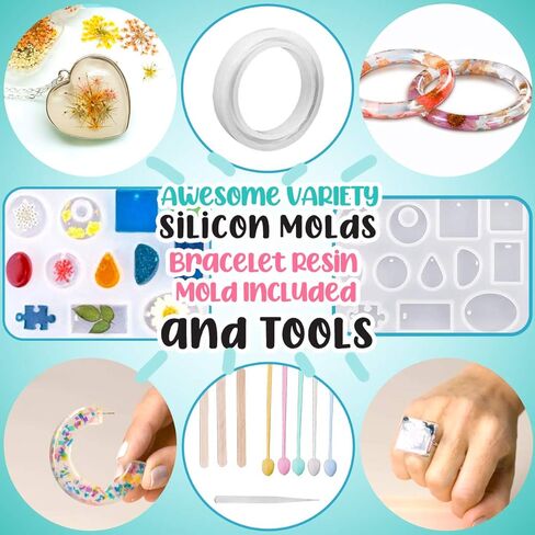Innorock Epoxy Resin Jewelry Making Kit - Epoxy Resin Kit for Beginners with Resin molds Silicone Kit Bundle - Crystal Clear Resin Casting Art Kits for Earrings Bracelets Keychain Pendant Necklace in Kuwait