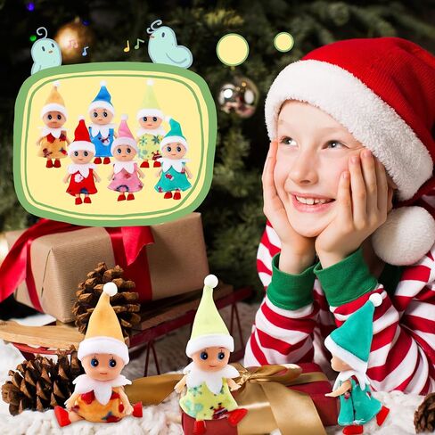 Cagemoga 6 Pack Christmas Baby Elf Dolls Xmas Mini Baby Girl Elf Dolls Miniature Newborn Elf Dolls in Dresses for Baby Advent Christmas Holiday in Saudi Arabia