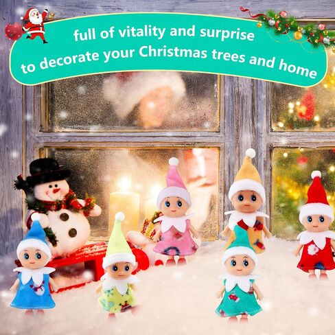 Cagemoga 6 Pack Christmas Baby Elf Dolls Xmas Mini Baby Girl Elf Dolls Miniature Newborn Elf Dolls in Dresses for Baby Advent Christmas Holiday in Saudi Arabia