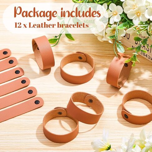 12 Pack Leather Bracelet Blank Leather Snap Bracelets Leather Wristband Wrist Leather Cuffs for Men Women DIY Jewelry Making, 8.66 x 0.98 Inches (Classic Color) in Saudi Arabia