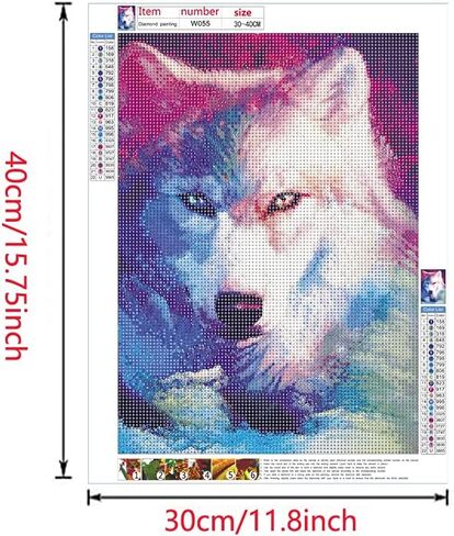 مجموعات الرسم الماسي من سلسلة حيوانات Beaudio للبالغين - Wolf King - حفر كامل دائري DIY فن ماسي 5D لديكور الحائط المنزلي (11.8 × 15.7 بوصة) in Kuwait