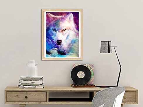 مجموعات الرسم الماسي من سلسلة حيوانات Beaudio للبالغين - Wolf King - حفر كامل دائري DIY فن ماسي 5D لديكور الحائط المنزلي (11.8 × 15.7 بوصة) in Kuwait