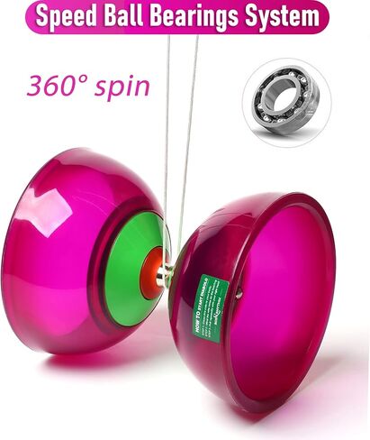 مجموعة ديابولو يويو الصينية بخمس محامل من بودي ريذم مع عصي من الألياف الزجاجية - أوتار قابلة للتعديل لجميع الأعمار - الأفضل للياقة البدنية والخدع (أرجواني) in Kuwait