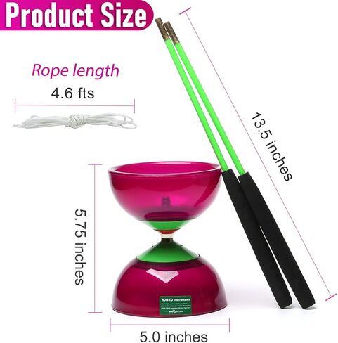 مجموعة ديابولو يويو الصينية بخمس محامل من بودي ريذم مع عصي من الألياف الزجاجية - أوتار قابلة للتعديل لجميع الأعمار - الأفضل للياقة البدنية والخدع (أرجواني) in Kuwait