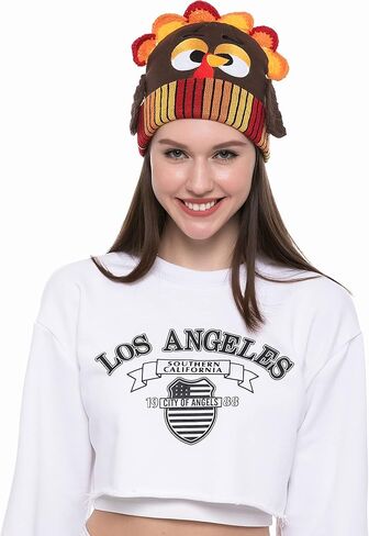JOYIN Thanksgiving Cute Pom Turkey Beanie Knitted Hat for Dress Up Party, Role Play and Carnival Cosplay in Saudi Arabia