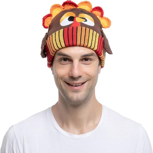 JOYIN Thanksgiving Cute Pom Turkey Beanie Knitted Hat for Dress Up Party, Role Play and Carnival Cosplay in Saudi Arabia