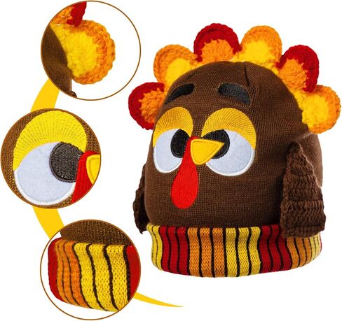 JOYIN Thanksgiving Cute Pom Turkey Beanie Knitted Hat for Dress Up Party, Role Play and Carnival Cosplay in Saudi Arabia
