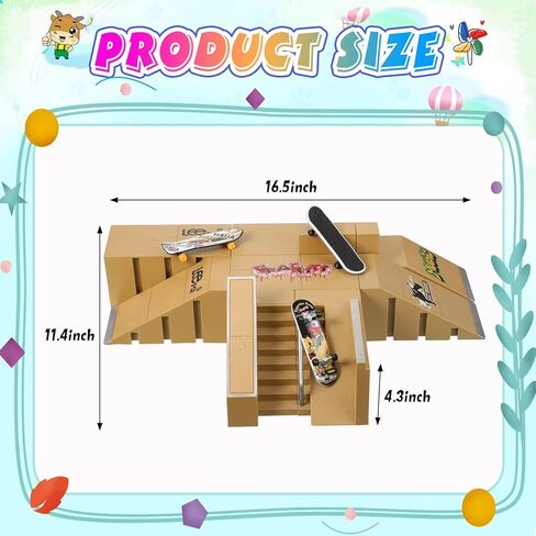 لوح تزلج للاصابع مع 6 الواح تزلج مضيئة للاصابع و3 الواح تزلج صغيرة، مجموعة منحدر لوح تزلج صغير للاصابع للتدريب، برتقالي واخضر وازرق in Kuwait