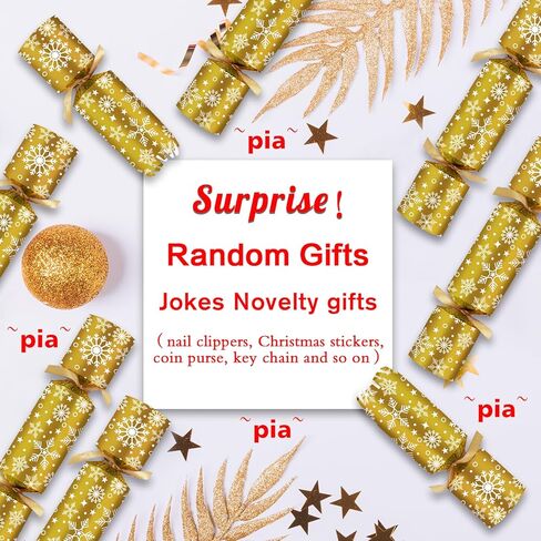 10 قطع من هدايا حفلات الكريسماس، هدايا طاولة بدون كبس مع جوائز هدايا نكتة للاطفال والكبار، لوازم الحفلات وديكورات العشاء، العاب العطلات الانجليزية البريطانية بنمط ندفة الثلج الذهبية in Kuwait