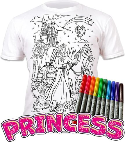 تي شيرت Splat Planet Color in Princess Fairytale مع 10 علامات سحرية غير سامة وقابلة للغسل - اللون داخل وغسل in Kuwait