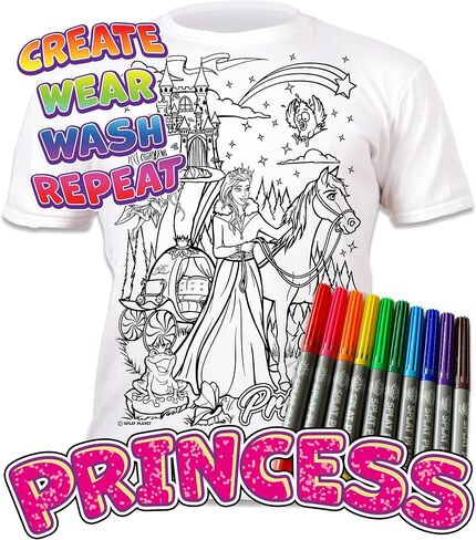 تي شيرت Splat Planet Color in Princess Fairytale مع 10 علامات سحرية غير سامة وقابلة للغسل - اللون داخل وغسل in Kuwait