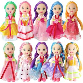 Mini Dolls for Girls，3 Inch Little Dolls Girl Dolls for Dollhouse，Include 10 Pieces Girl Small Dolls, 10 Sets Handmade Doll Clothes
