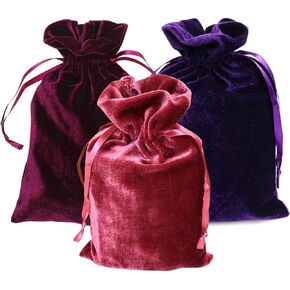 GiftExpress Pack of 3 Velvet Tarot Rune Bag, Purple, Ross, Wine 6" x 9", Velvet Pouch with Drawstring, Tarot Bag, Dice Bag, Card Bag, Jewelry Pouch in Kuwait