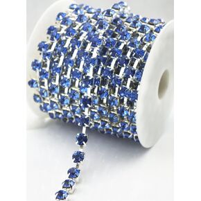 AEAOA 1 Yard 8mm Topaz Crystal Rhinestone Trims Chain Wedding Dress Sewing Craft Embellishments (Silver+Topaz Rhinestone)
