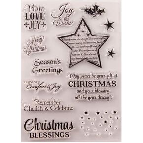 Merry Christmas Stars Blessing Words Clear Rubber Stamps for Card Making and Scrapbooking Christmas Silicone Stamps (T1600)