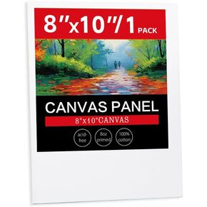 idoobi 1 Pack Canvases for Painting with 8x10, White Painting Canvas for Acrylic, Oil, Watercolor, Gouache Paint